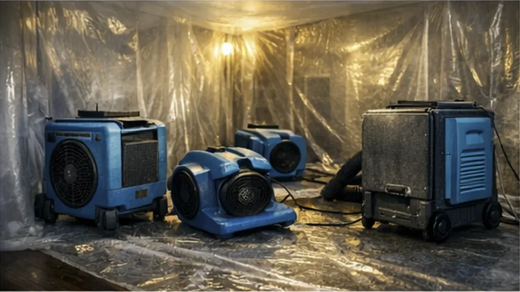 Professional air scrubbers and dehumidifiers used for mold remediation in Memphis