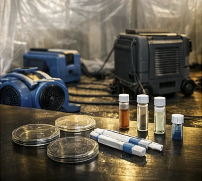 Professional mold testing samples and laboratory analysis equipment